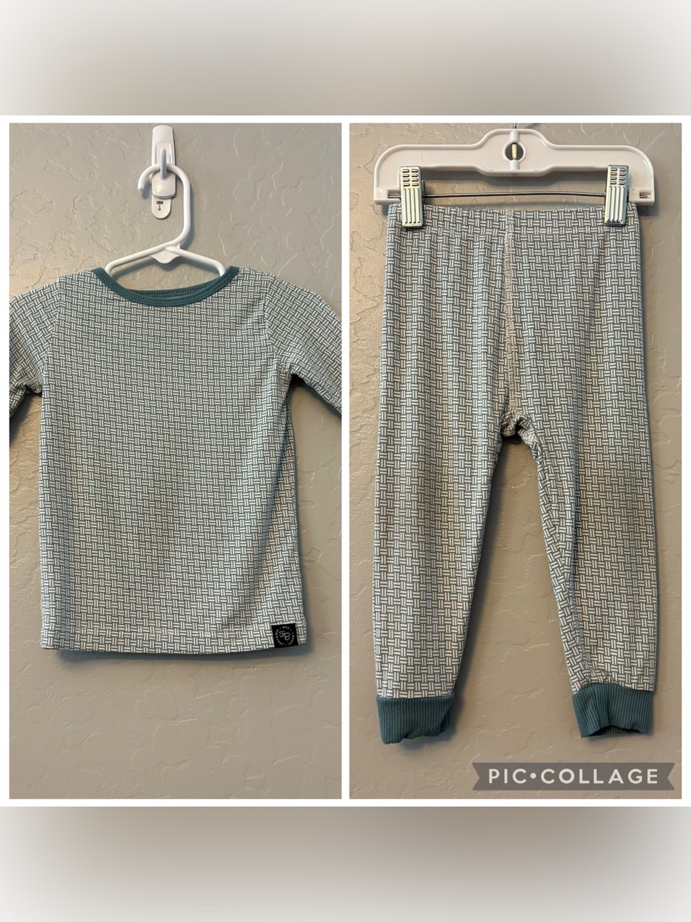 Sweet Bamboo blue and white basket weave print bamboo two piece pajama 12-18 mon